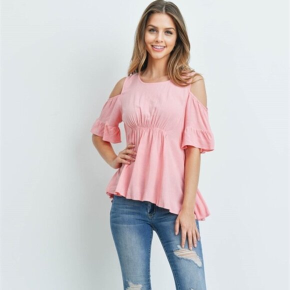 PINK COLD SHOULDER TUNIC TOP - Picture 2 of 6